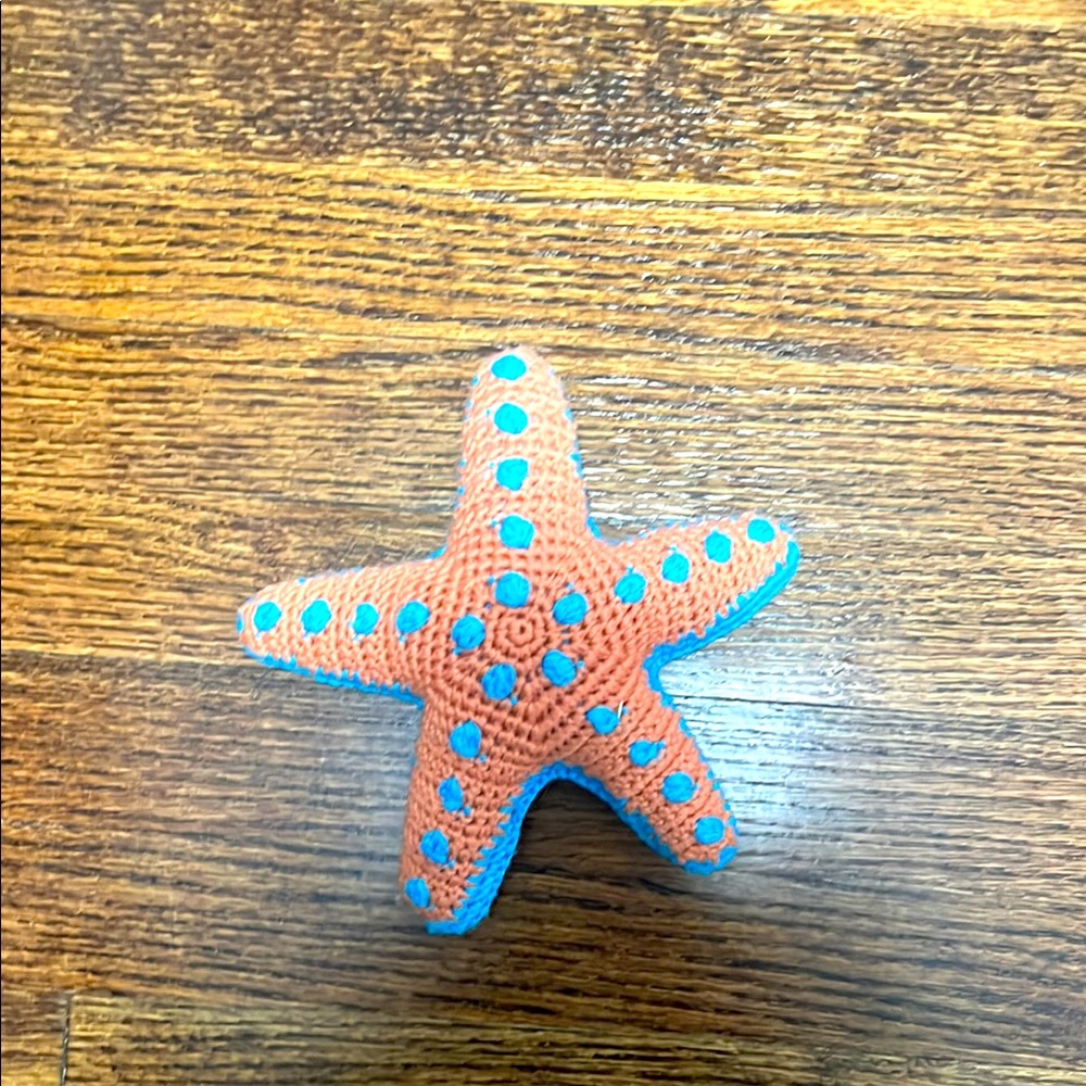 Orange and blue decorative hand made plush toy